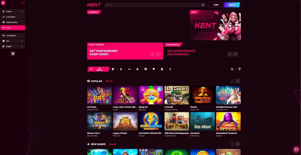 Kent Casino main screen