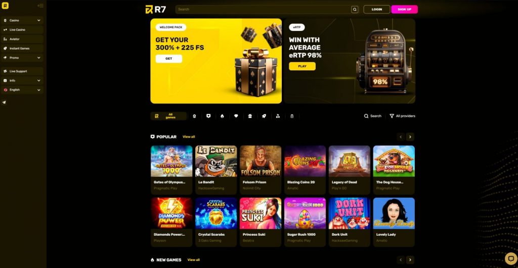 R7 Casino main screen